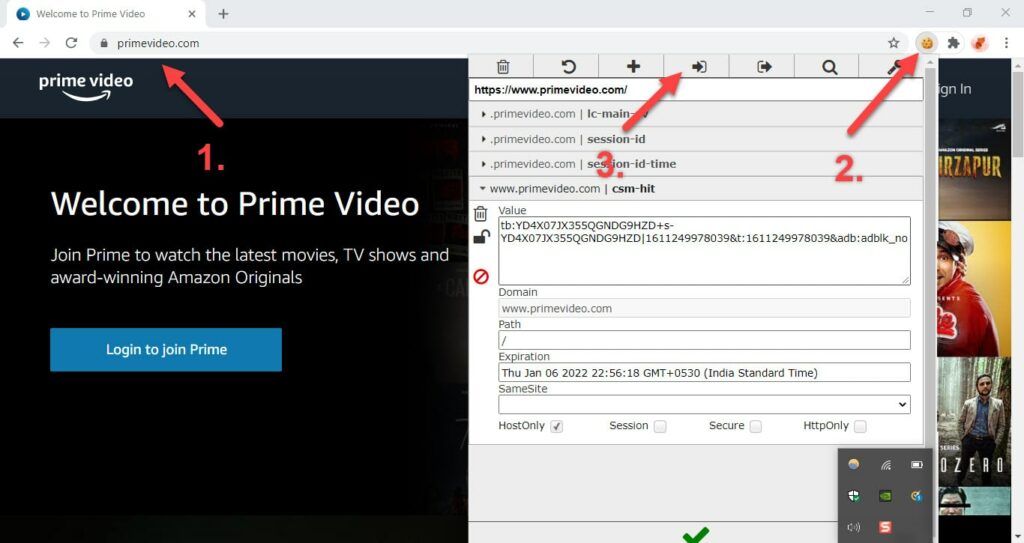 Import Amazon Prime Cookies In Chrome